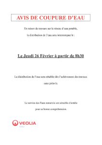 Avis de coupure d&rsquo;eau